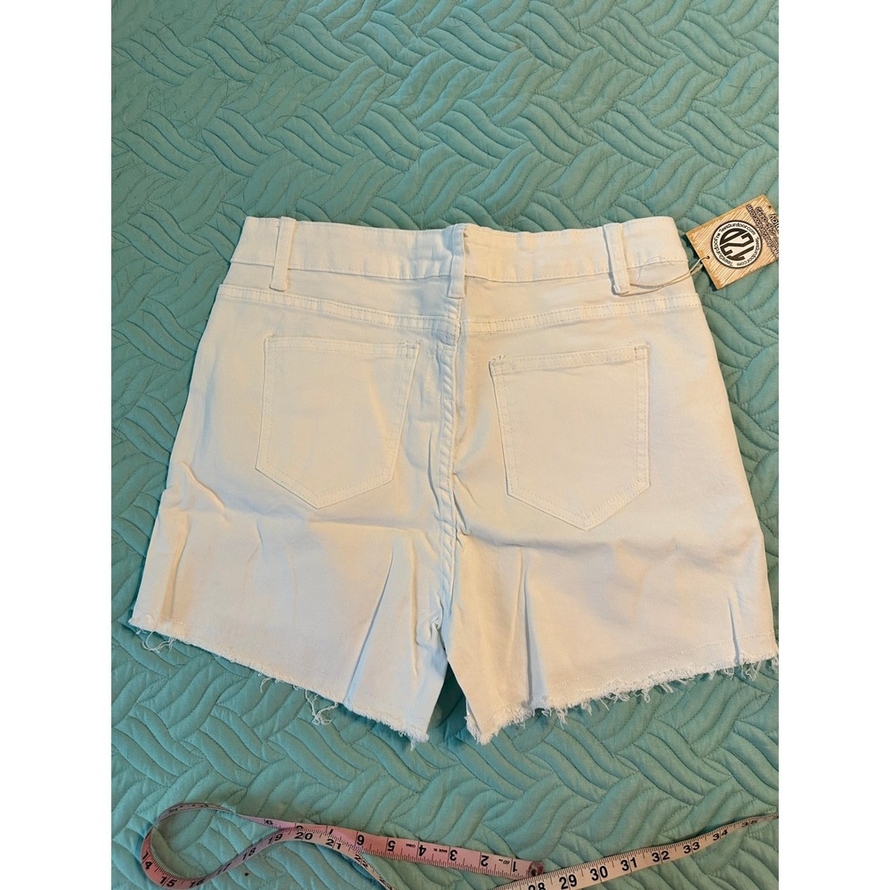 Tees2urdoor Women White Denim Cutoff Shorts XL New Raw Hem Frayed 5-Pocket - Picture 2 of 9